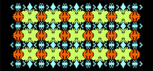 Colorful Green Blue Orange Motifs With A Unique Symmetrical Pattern