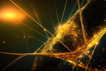 Poster - Abstract science and technology background with shiny connection elements and sci-fi intefrace. Tech abstraction wallpaper. Generated AI. Generative AI