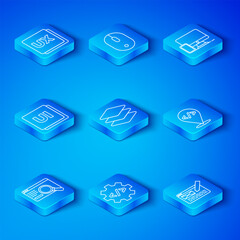 Poster - Set line UI or UX design, Layers, Front end development, Monitor and mobile, and icon. Vector