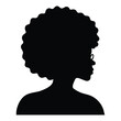 Silhouette cameo of an African American woman with an afro and glasses