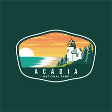 Acadia National Park Emblem Patch Logo Illustration