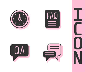 Poster - Set Speech bubble chat, Clock, Question and Answer and FAQ information icon. Vector