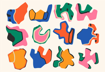 Wall Mural - Set of different abstract shapes and patterns. Hand drawn doodles. Modern fashion illustration. Flat design, cartoon drawing, vector.