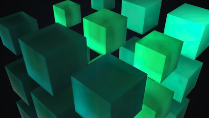 Aufkleber - Fractal from aquamarine cubes