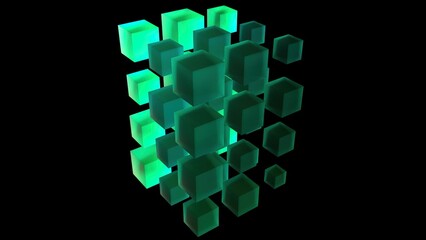 Aufkleber - Fractal from aquamarine cubes