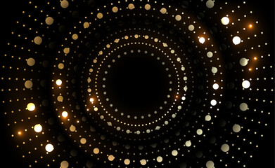 Wall Mural - Circular background. Gold dot circle frame. Abstract border. Effect halftone. Sphere boarder. Modern golden ring.