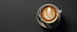 © Нина Башарова - Panoramic image of a cup of coffee on an isolated gray banner background with space to copy. A hot drink made by a barista. Generative AI.