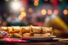 Pamonha Or Tamales With Green Corn Stuffing Typical Brazilian Food For June Festival Of Saint John. Generative AI