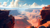 Fototapeta  - Illustration of a beautiful view of the canyon, USA