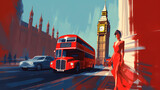 Fototapeta Big Ben - Illustration of the beautiful city of London. United Kingdom