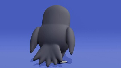 Poster - Cartoon black raven on a blue background. Abstract loop animation