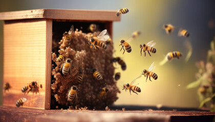 Wall Mural - Beautifull Bees Generative Ai