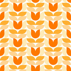 Wall Mural - Seamless pattern of geometric, mid-century design leaves on  isolated background. Design for celebration prints, scrapbooking, nursery decor, home decor, paper crafts, invitation design, textile.