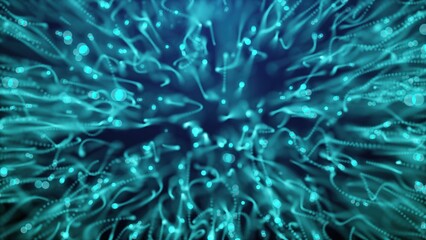 Poster - Many particles like worms or midge are in dark space, 3d render computer generated background