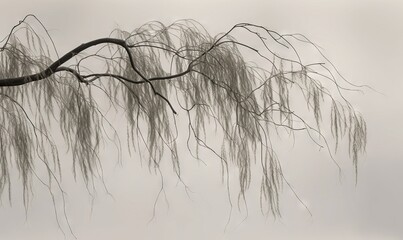 Sticker -  a black and white photo of a tree branch with no leaves.  generative ai