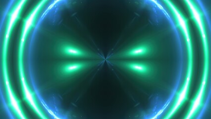 Poster - 3d render of multicolored fractal lights. Glowing effects. Computer generated background of flickering circles.