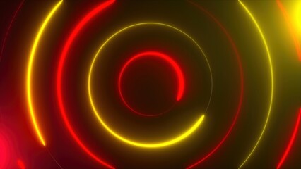 Poster - Abstract spiral neon circles, computer generated background, 3D render background