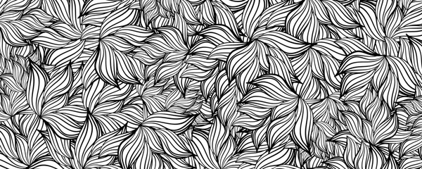 Wall Mural - Abstract black white coloring leaf floral flower pattern vector background illustration