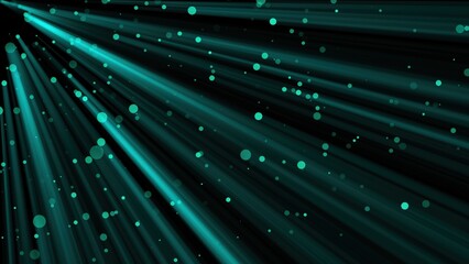 Poster - Abstract bright particles with flares are in space, imitation of rain, modern background, 3d render