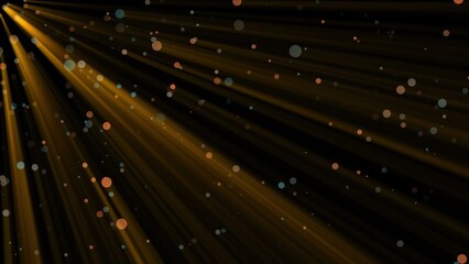 Poster - Abstract bright particles with flares are in space, imitation of rain, modern background, 3d render
