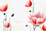 Fototapeta Tulipany - Tapeta kwiaty czerwone tulipany. Generative AI