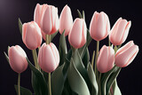 Fototapeta Tulipany - Wiosenne kwiaty różowe tulipany. Generative AI