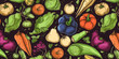 Illustration von buntem Gemüse KI