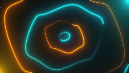 Poster - Abstract neon random shapes with illumination, 3d render backdrop, computer generating