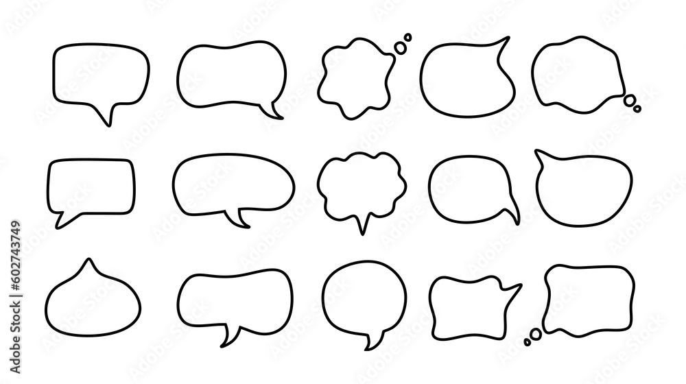 Set of hand drawing speech bubbles isolated on white background ...