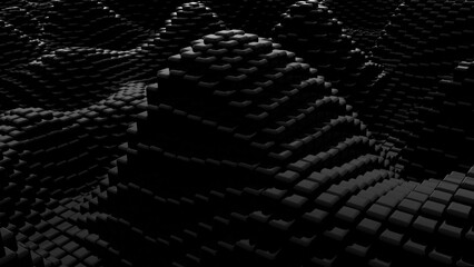 Poster - surface with imitation of hills and mountains with many canes, 3d render backdrop, computer generate