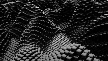Poster - surface with imitation of hills and mountains with many canes, 3d render backdrop, computer generate