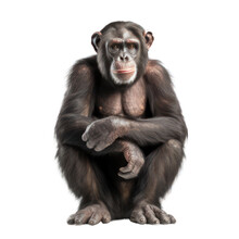 Sitting Chimp Isolated On White Created With Generative AI