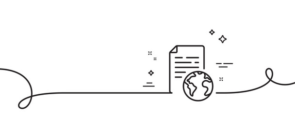 Poster - internet document line icon. continuous one line with curl. doc file page sign. office note symbol. 