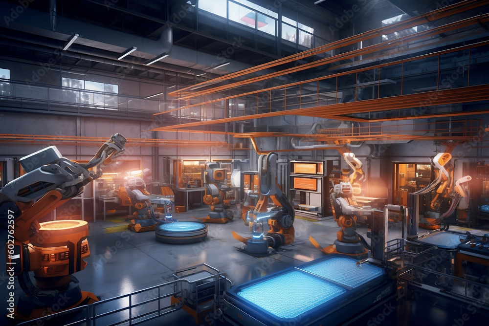 smart factory utilizing robotics and AI to optimize production Stock ...