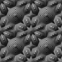 Wall Mural - Monochrome silver vintage ornament. Optical volumetric pattern. Patterned tile for design.