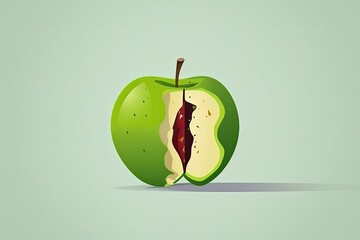 Sticker - bright green apple with a missing bite Generative AI