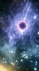 Poster - space anomalies, particle and atoms, abstract science background. generative AI