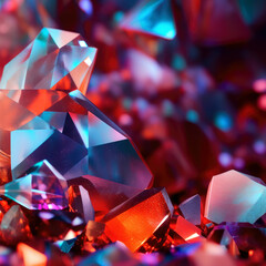 Poster - abstract background of colorful crystals. Dive into a mesmerizing realm of color and light with this vibrant crystal background. The bokeh effect adds a touch of enchantment. Generative AI

