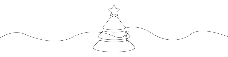 Poster - tree line continuous drawing vector. one line tree vector background.tree icon. continuous outline o