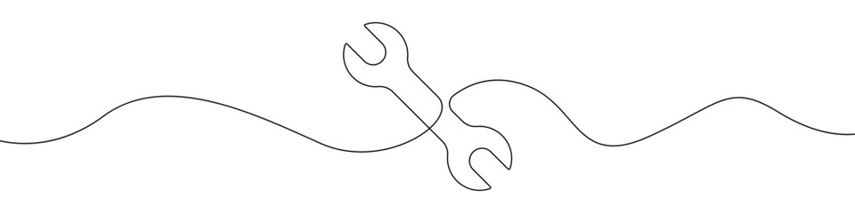 Poster - Wrench line continuous drawing vector. One line Wrench vector background. Wrench icon. Continuous outline of Wrench. Wrenches linear design.