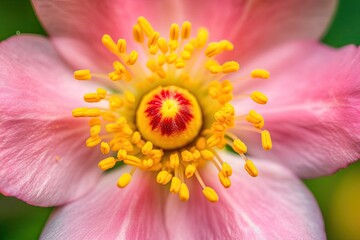 Canvas Print - vibrant pink flower with a bright yellow center Generative AI