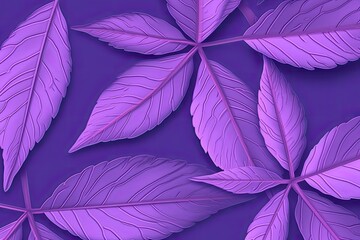 Canvas Print - close-up purple leaves on a monochromatic purple background Generative AI