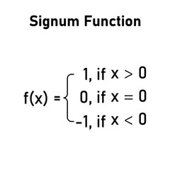 Canvas Print - Signum function formula domain and range. Mathematics resources for teachers and students. Vector illustration isolated on white background.