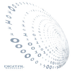 Fototapete - Digital broadcast. Binary code circle. Vector graphics