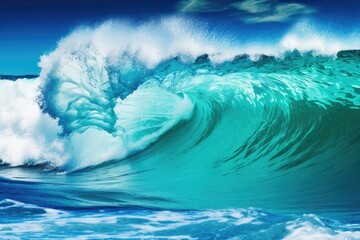 Poster - powerful ocean wave crashing against the shore Generative AI