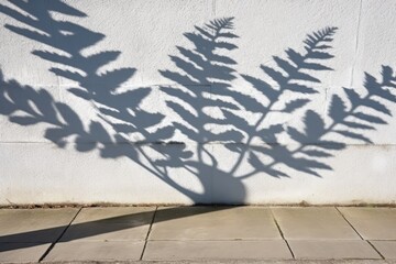 Poster - plants shadow casted on a plain wall Generative AI