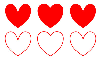 Poster - collection or set of red hearts for decorations and other creative designs