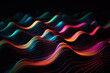 © ADDICTIVE STOCK - Generative AI illustration of abstract multicolored wavy ornament with shiny gradient colorful lines forming black background