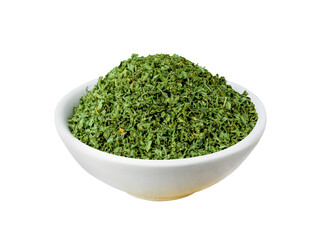 Sticker - dry green tea in white cup  isolated  on Millet in wood cup on  transparent png