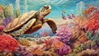 Knit background of underwater coral reef bursting with life including turtles, fish and coral

Made with the highest quality generative AI tools 